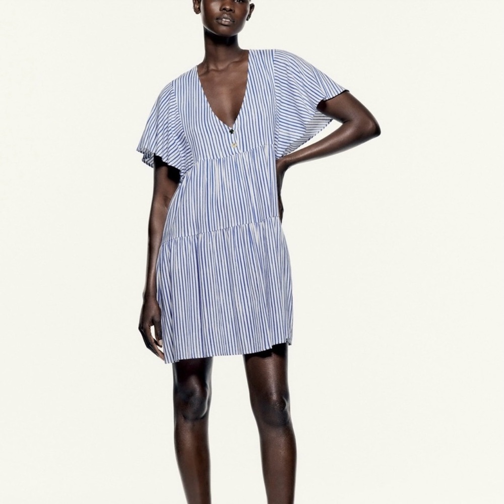 ZARA Mini Dress Stripped Size Large NEW WITH TAG - Picture 3 of 8